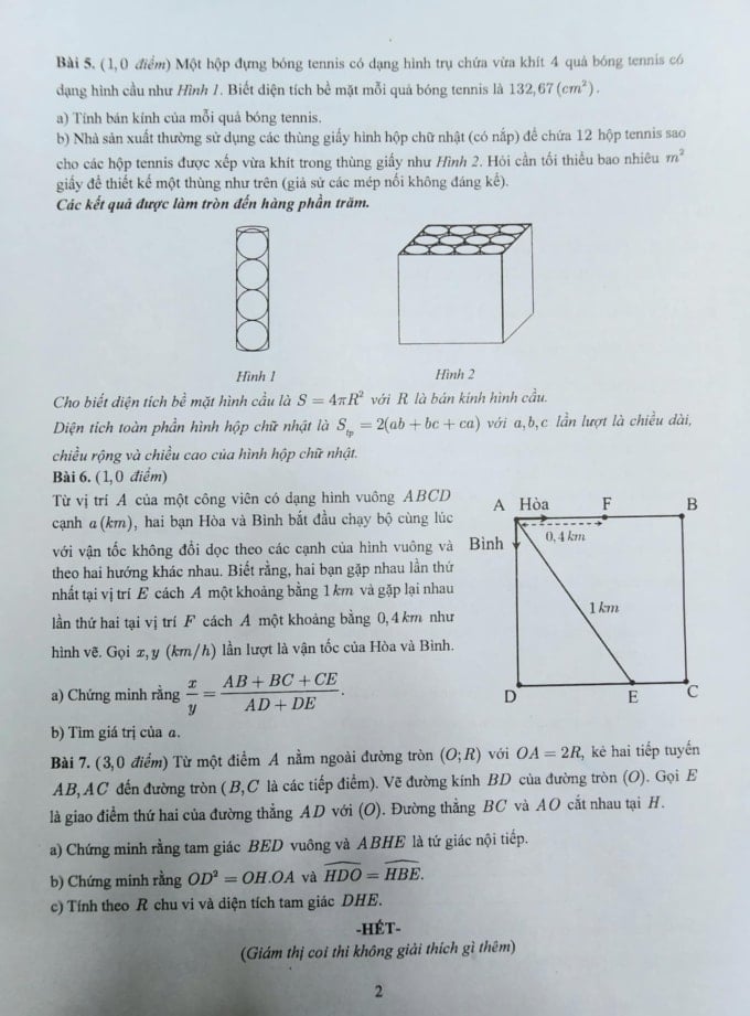 Math exam for grade 10 in Ho Chi Minh City - 1