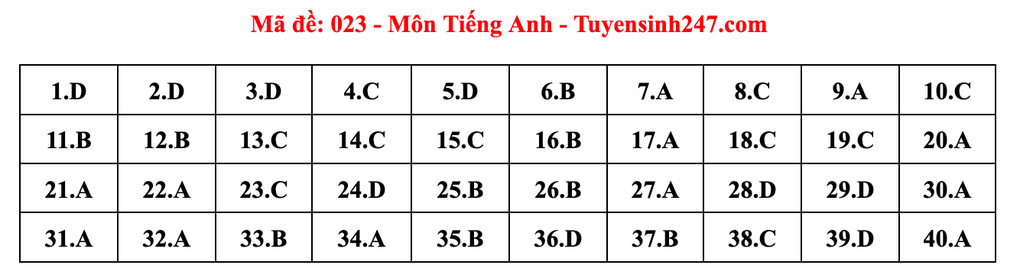 Gợi ý đáp án môn tiếng Anh thi vào lớp 10 năm 2025 của Hà Nội - 23