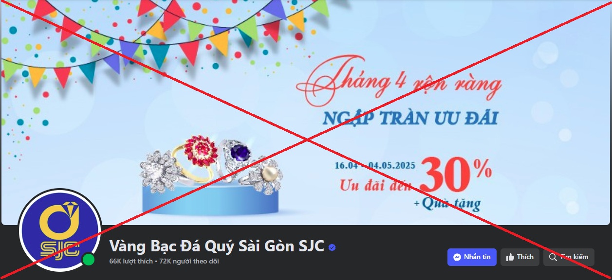 Fanpage https://www.facebook.com/vangbacsjc gibt sich als SJC-Marke aus