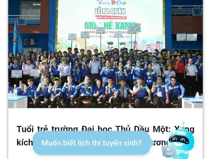 Tiện lợi hơn với trợ lý ảo tuyển sinh của Trường Đại học Thủ Dầu Một- Ảnh 1.