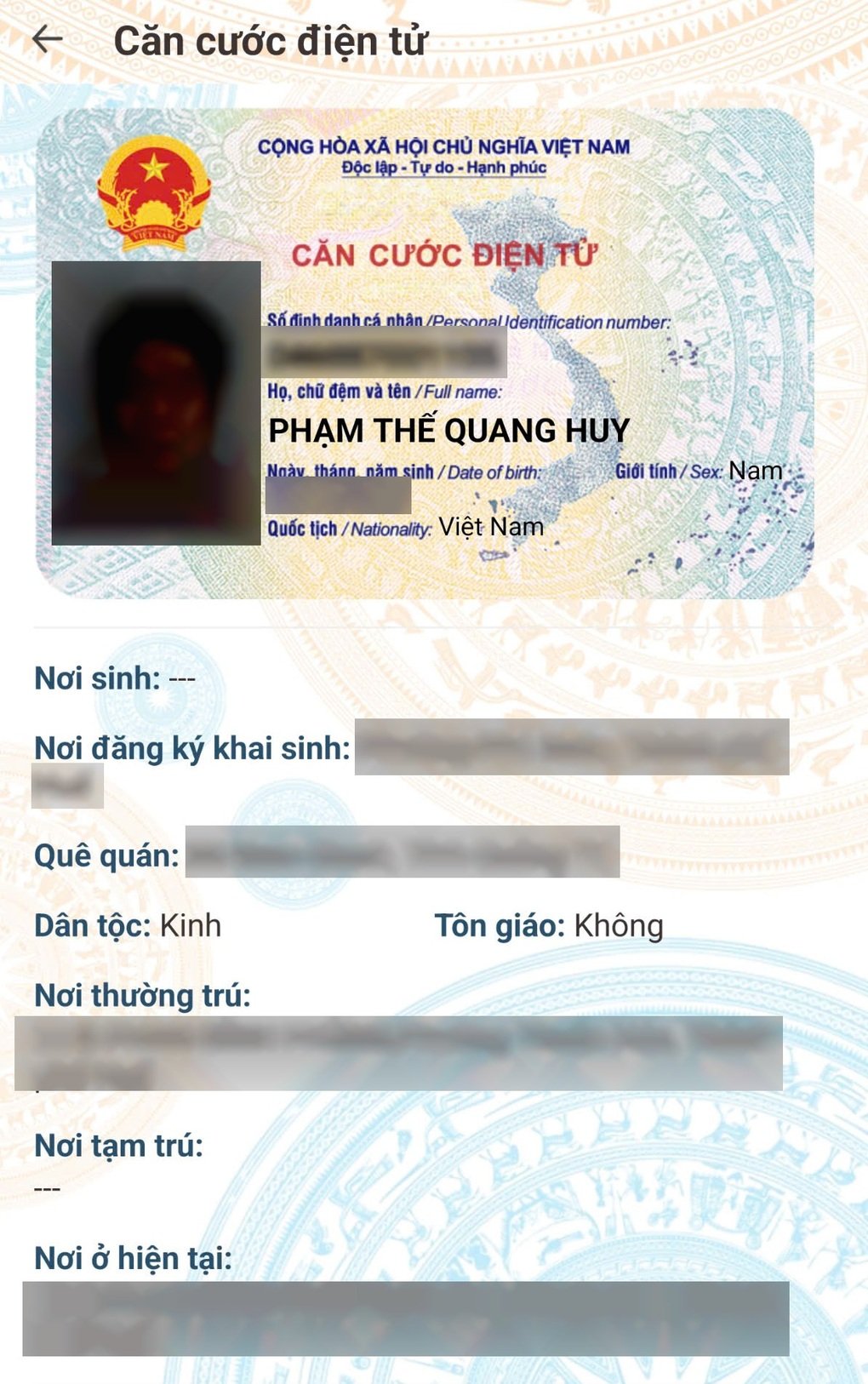 Cách kiểm tra địa chỉ thường trú, quê quán mới trên VNeID từ 1/7 - 2