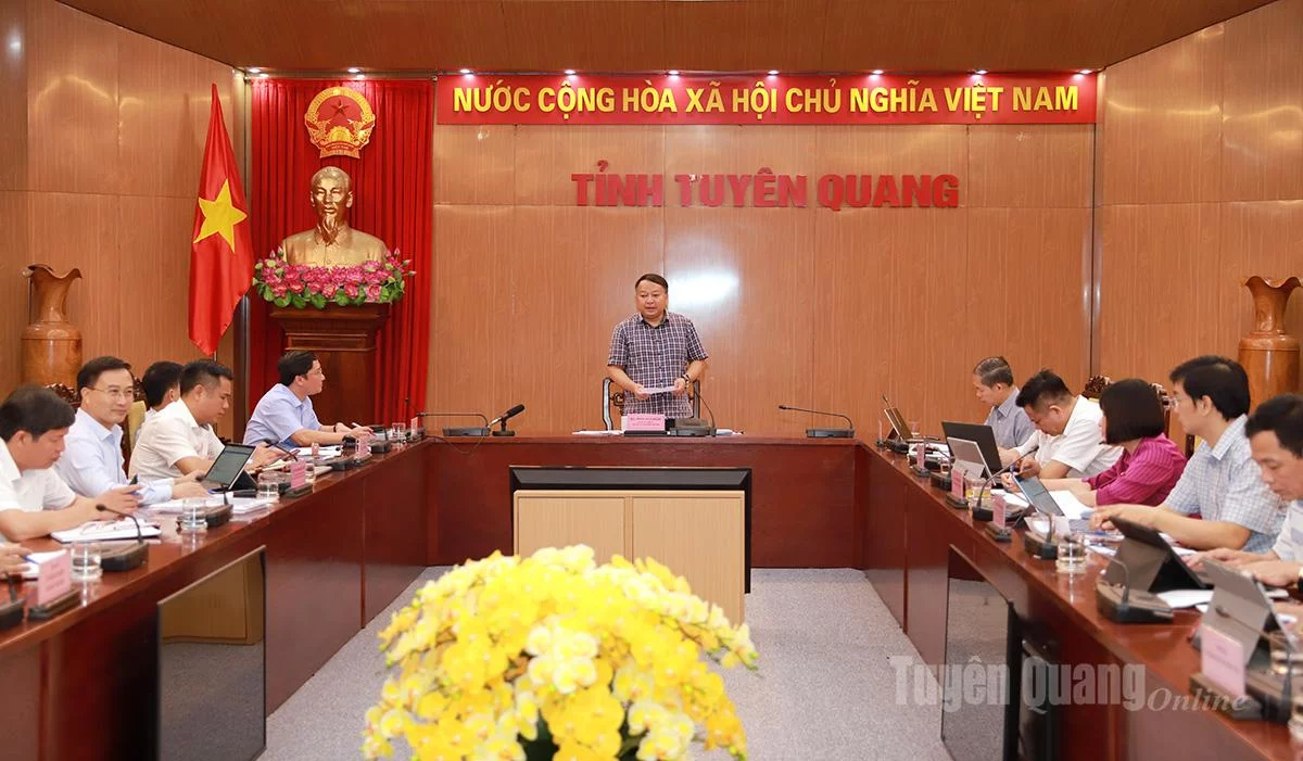 Đồng chí Chủ tịch UBND tỉnh Phan Huy Ngọc phát biểu kết luận hội nghị.