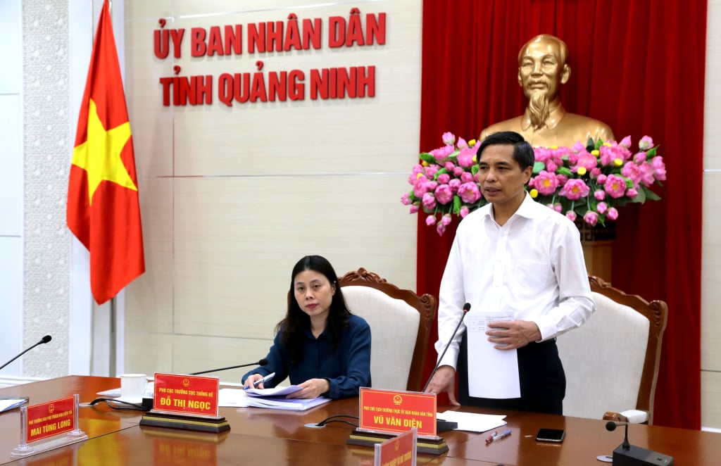 Đồng chí Vũ Văn Diện, Phó Chủ tịch Thường trực UBND tỉnh phát biểu tại buổi làm việc