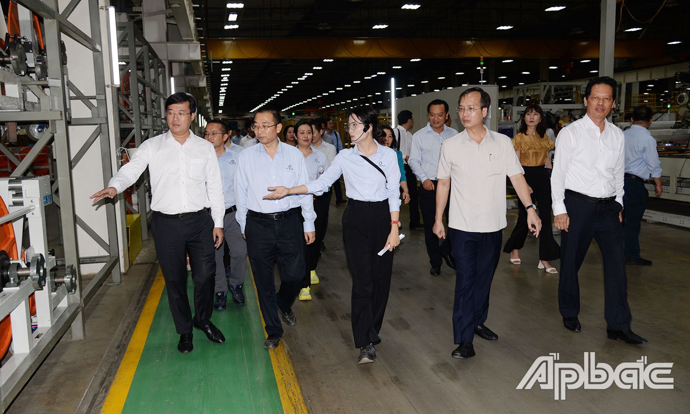 Lãnh đạo tỉnh tham quan nhà máy của Công ty TNHH Lốp Advance Việt Nam.