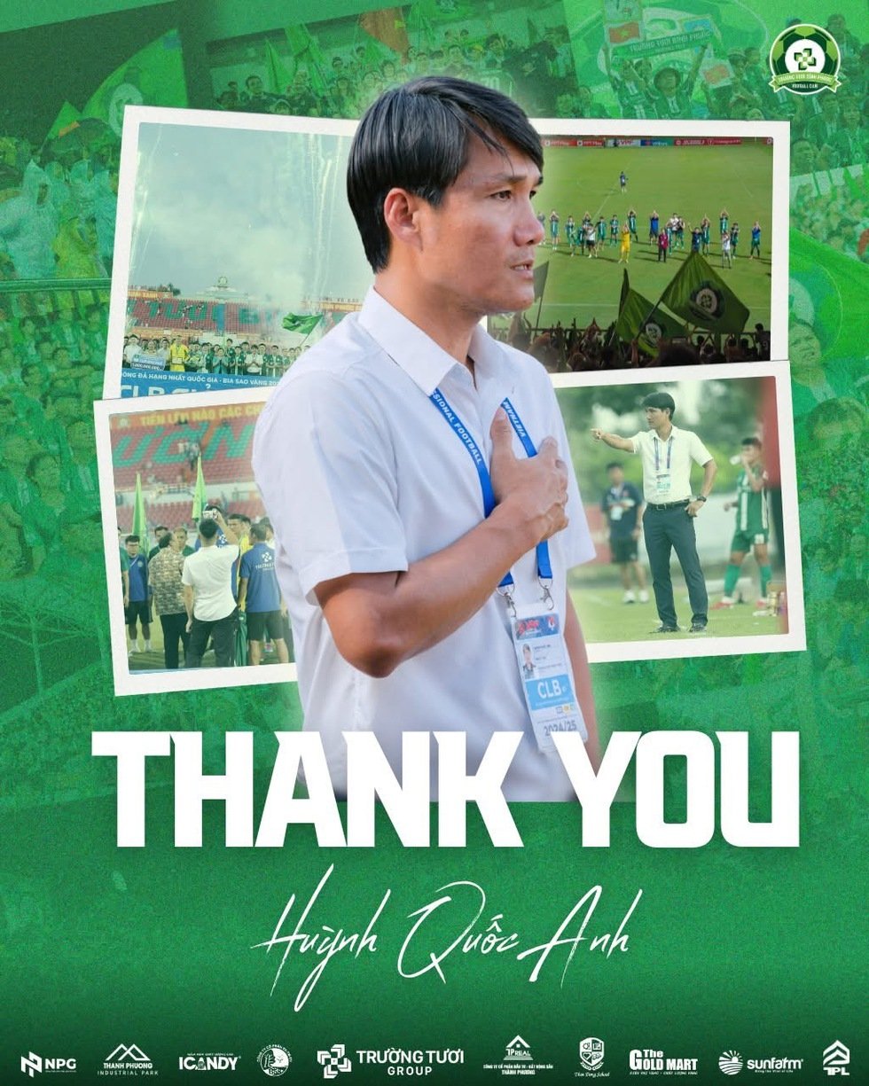 Bình Phước FC dành những lời cảm ơn ngọt ngào, chia tay HLV Huỳnh Quốc Anh- Ảnh 1.