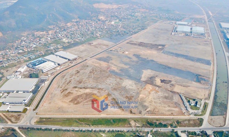 Diện tích san lấp mặt bằng KCN Sông Khoai. Ảnh: Mạnh Trường