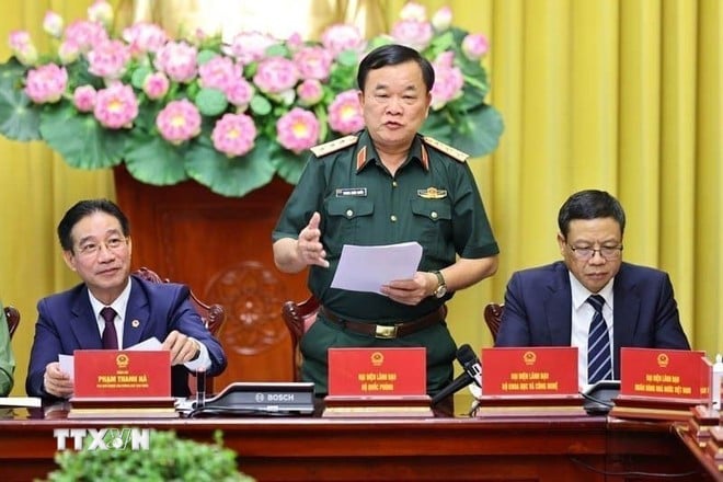 Thượng tướng Hoàng Xuân Chiến, Thứ trưởng Bộ Quốc phòng phát biểu. (Ảnh: Minh Đức/TTXVN)