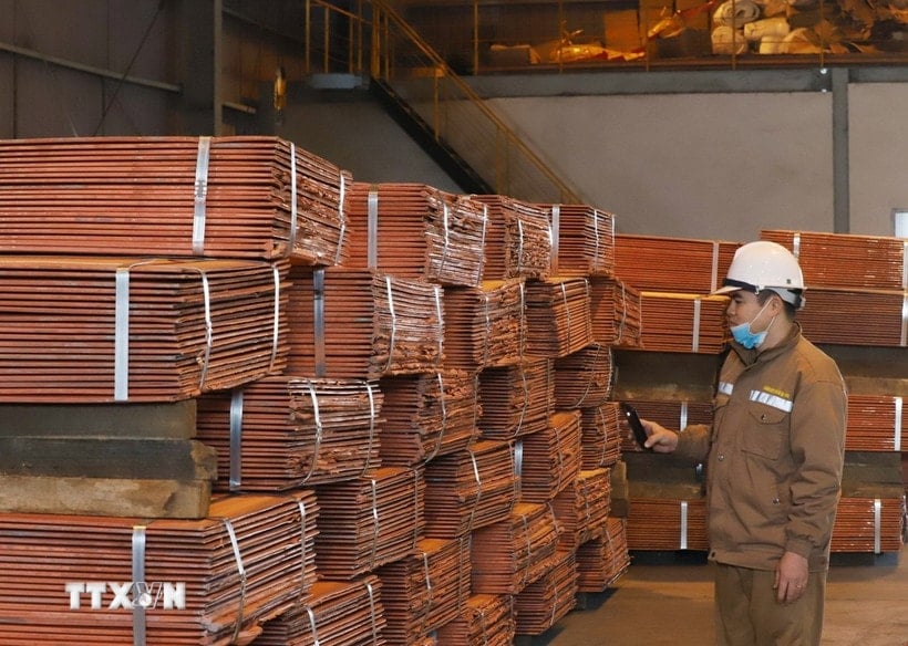 Hoạt động sản xuất tại nhà máy luyện đồng Bản Qua, huyện Bát Xát, thuộc Chi nhánh Luyện đồng Lào Cai (Vimico). (Ảnh: Quốc Khánh/ TTXVN)