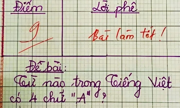 Từ Tiếng Việt nào có 4 chữ A?