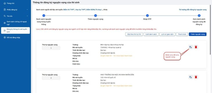 Cách thức đăng ký nguyện vọng xét tuyển trên hệ thống của bộ- Ảnh 4.