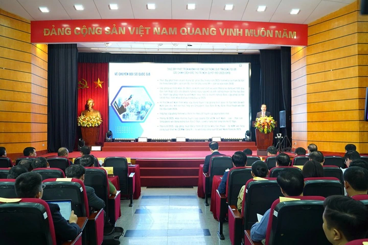 Toàn cảnh hội nghị tại điểm cầu Bộ Khoa học và công nghệ ở Hà Nội. Ảnh: Bộ KHCN