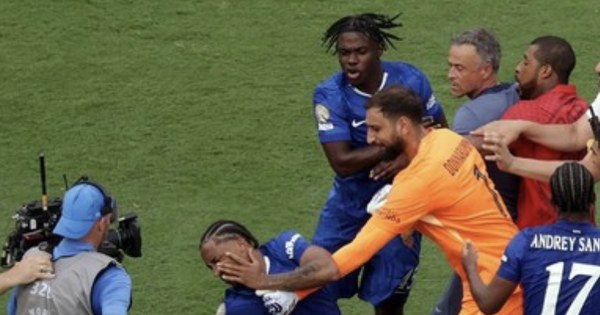 Club World Cup៖ គ្រូ​បង្វឹក Enrique និង Joao Pedro ប៉ះ​ទង្គិច​គ្នា ចាប់​ដៃ​គ្នា។