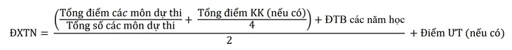Công thức tính điểm xét công nhận tốt nghiệp năm 2025