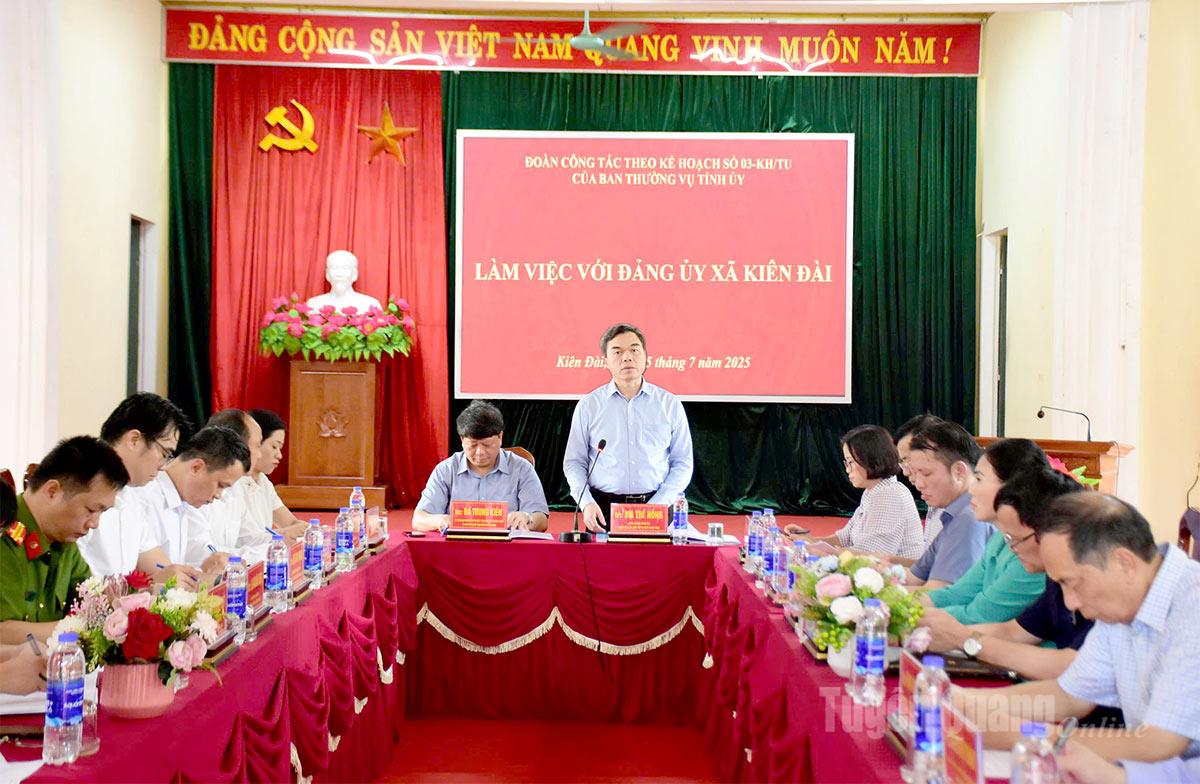 Đoàn công tác làm việc với Đảng ủy xã Kiên Đài.