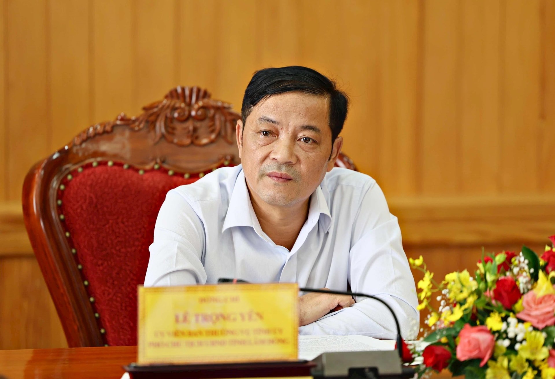 Đồng chí Lê Trọng Yên, Ủy viên Ban thường vụ Tỉnh ủy, Phó Chủ tịch UBND tỉnh Lâm Đồng chủ trì tại điểm cầu Lâm Đồng