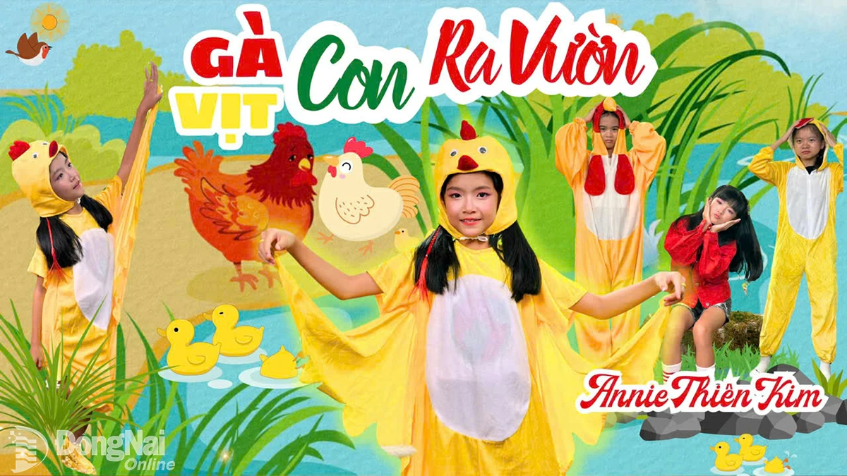 Poster hình ảnh ca khúc “Gà con, vịt con ra vườn”, sáng tác Thái Nguyên, do Annie Thiên Kim thể hiện trong chương trình
