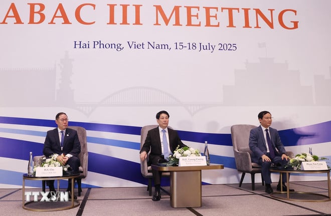 Chủ tịch nước Lương Cường dự Phiên khai mạc Kỳ họp lần thứ 3 Hội đồng Tư vấn Kinh doanh APEC (ABAC III). (Ảnh: Lâm Khánh/TTXVN)