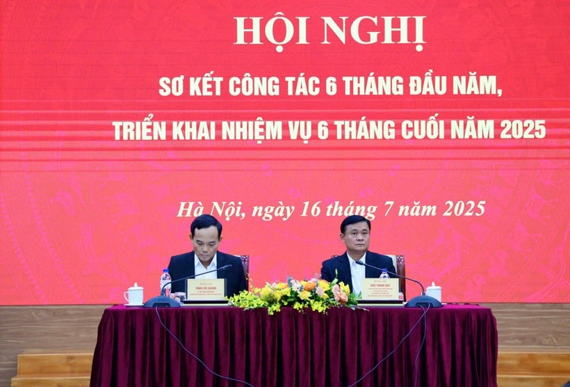 Ban Chính sách, chiến lược Trung ương tổ chức Hội nghị sơ kết công tác 6 tháng đầu năm, triển khai nhiệm vụ công tác 6 tháng cuối năm 2025.(Ảnh: Vietnam+)