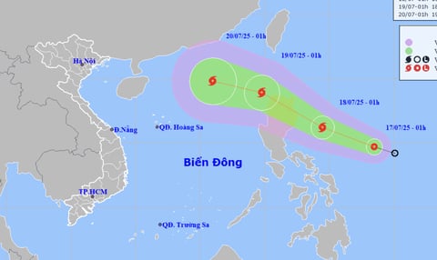 Dự báo vị trí và hướng di chuyển áp thấp nhiệt đới - Ảnh: NCHMF