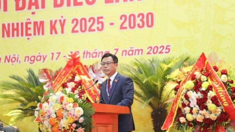 Giám đốc Đại học Quốc gia Hà Nội Lê Quân phát biểu tại Đại hội. 