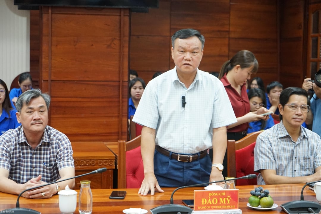 省党委員会委員、省人民委員会副委員長のダオ・ミー氏が会議で演説した。