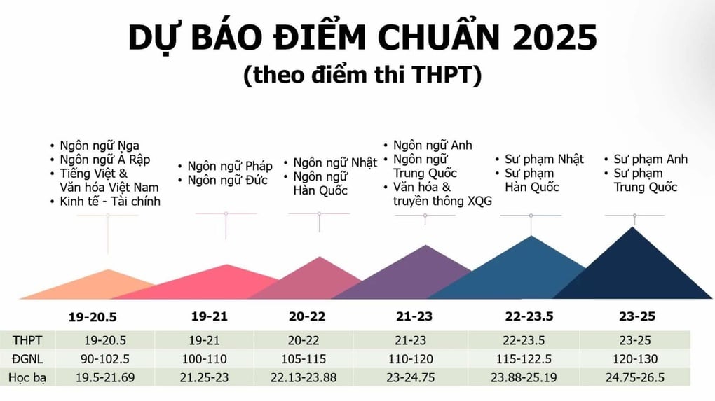 Trường ĐH Ngoại ngữ dự kiến điểm chuẩn, cao nhất 25 - 1
