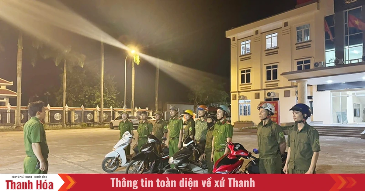 Công an phường Đông Quang tuần tra đêm bảo vệ bình yên cho Nhân dân