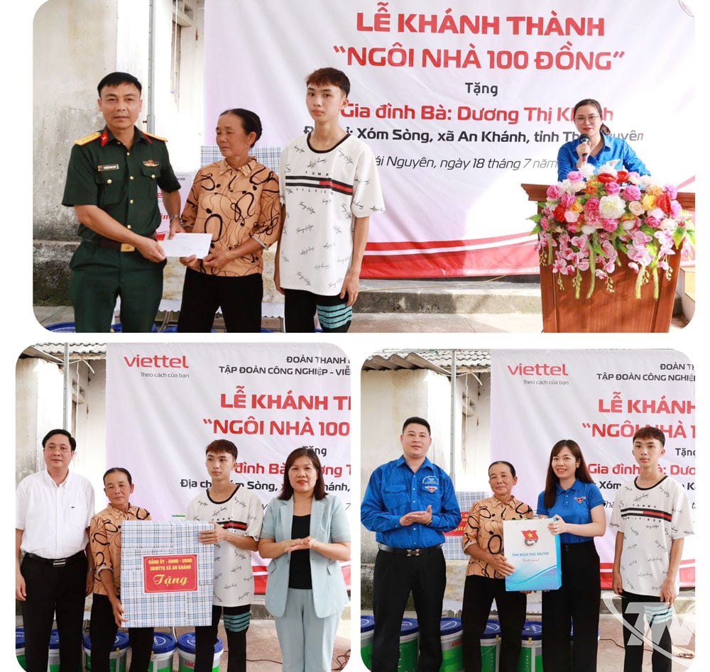 Đại diện một số đơn vị trao những phần quà tặng gia đình bà Dương Thị Khanh.