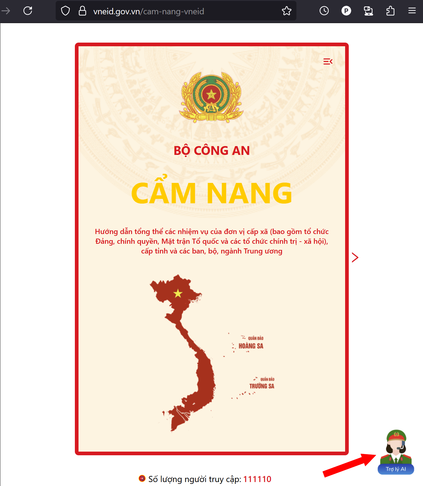 Hướng dẫn sử dụng trợ lý ảo AI của Bộ Công an tra cứu thủ tục hành chính - 1