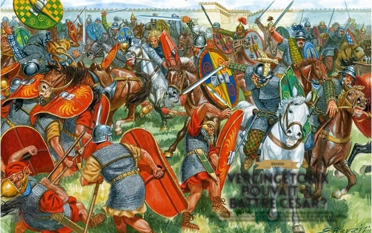 1. Đây là thất bại hiếm hoi của Julius Caesar. Trong suốt chiến dịch ở xứ Gaul, Gergovia là trận đánh hiếm hoi mà Caesar không chỉ thất bại mà còn buộc phải rút lui. Ảnh: Pinterest.