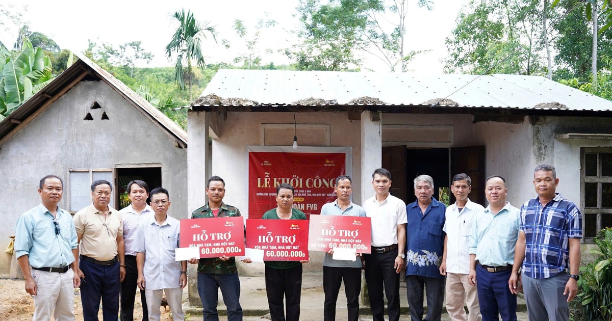 FVG Group ឧបត្ថម្ភថវិកា ៦០០លានដុង ដើម្បីលុបបំបាត់ផ្ទះបណ្តោះអាសន្ននៅឃុំភ្នំចំនួន៣