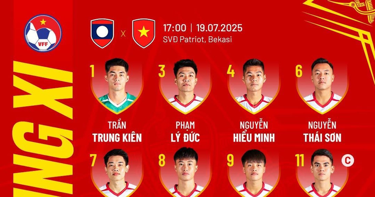 U.23-Aufstellung Vietnams gegen Laos: Van Khang Kapitän, Ly Duc Startspieler, Le Viktor auf der Reserve