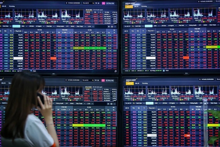 Stocks are about to surpass the historical peak of 1,500 points. Should we invest to catch the wave? (Illustration: Vietnamfinance).