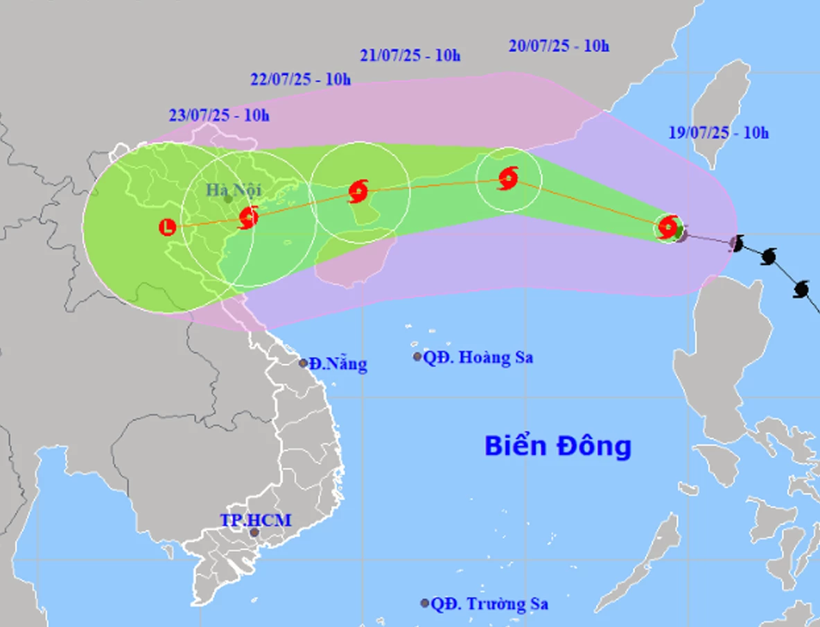 Vị trí và dự báo hướng di chuyển của bão.