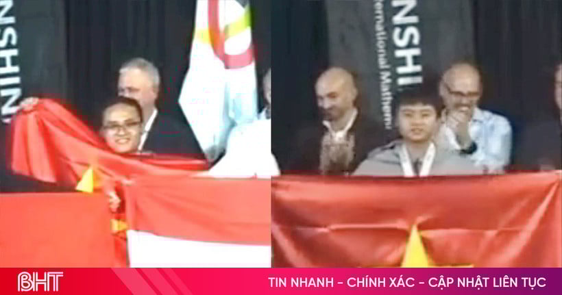 Khoảnh khắc 2 học sinh quê Hà Tĩnh nhận HCV Olympic Toán quốc tế