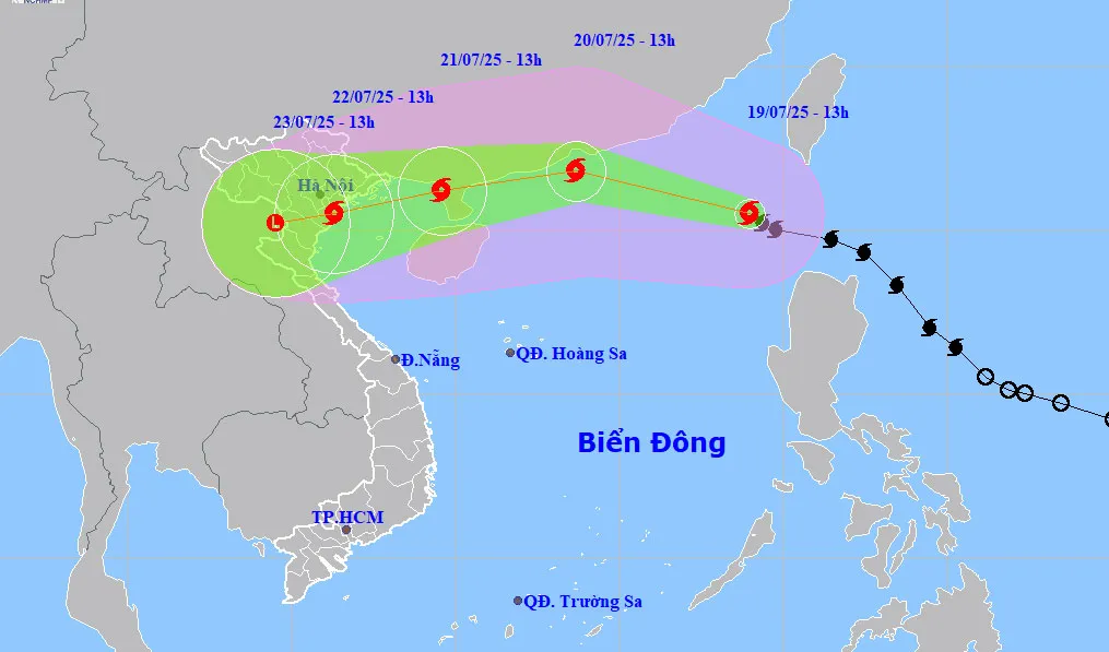 Dự báo bão số 3 (Wipha) đi vào đất liền, gây mưa to ở Bắc bộ và Bắc Trung bộ