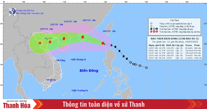 Bão Wipha đang di chuyển với tốc độ 20km/h và tiếp tục mạnh thêm