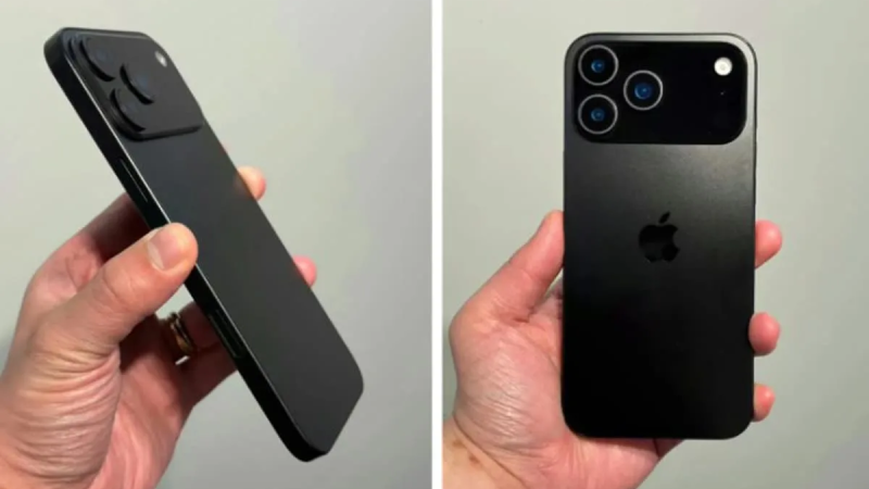 Logo Apple được dời xuống thấp hơn vị trí truyền thống. 