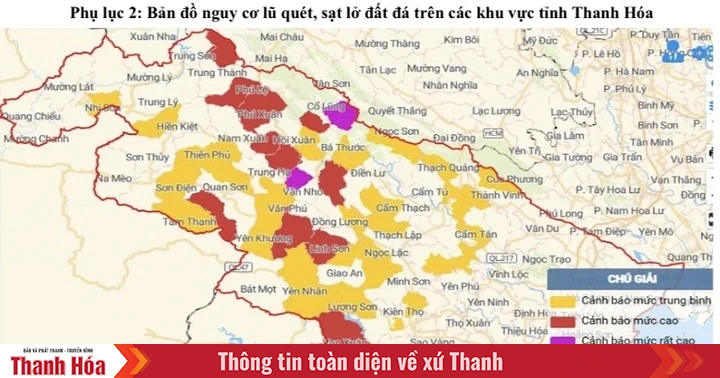 Cảnh báo lũ quét, sạt lở, sụt lún đất do mưa lũ hoặc dòng chảy trên khu vực tỉnh Thanh Hóa