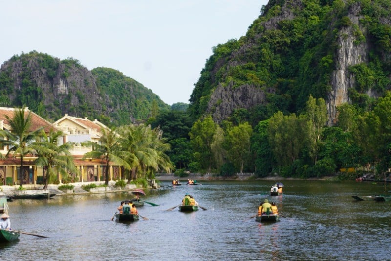 Tourists visit Tam Coc-Bich Dong tourist area, Ninh Binh.