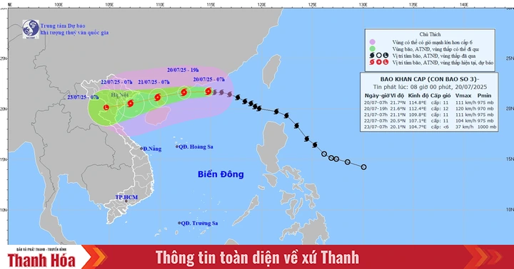 Bão số 3 cách Quảng Ninh - Hải Phòng khoảng 705km về phía Đông
