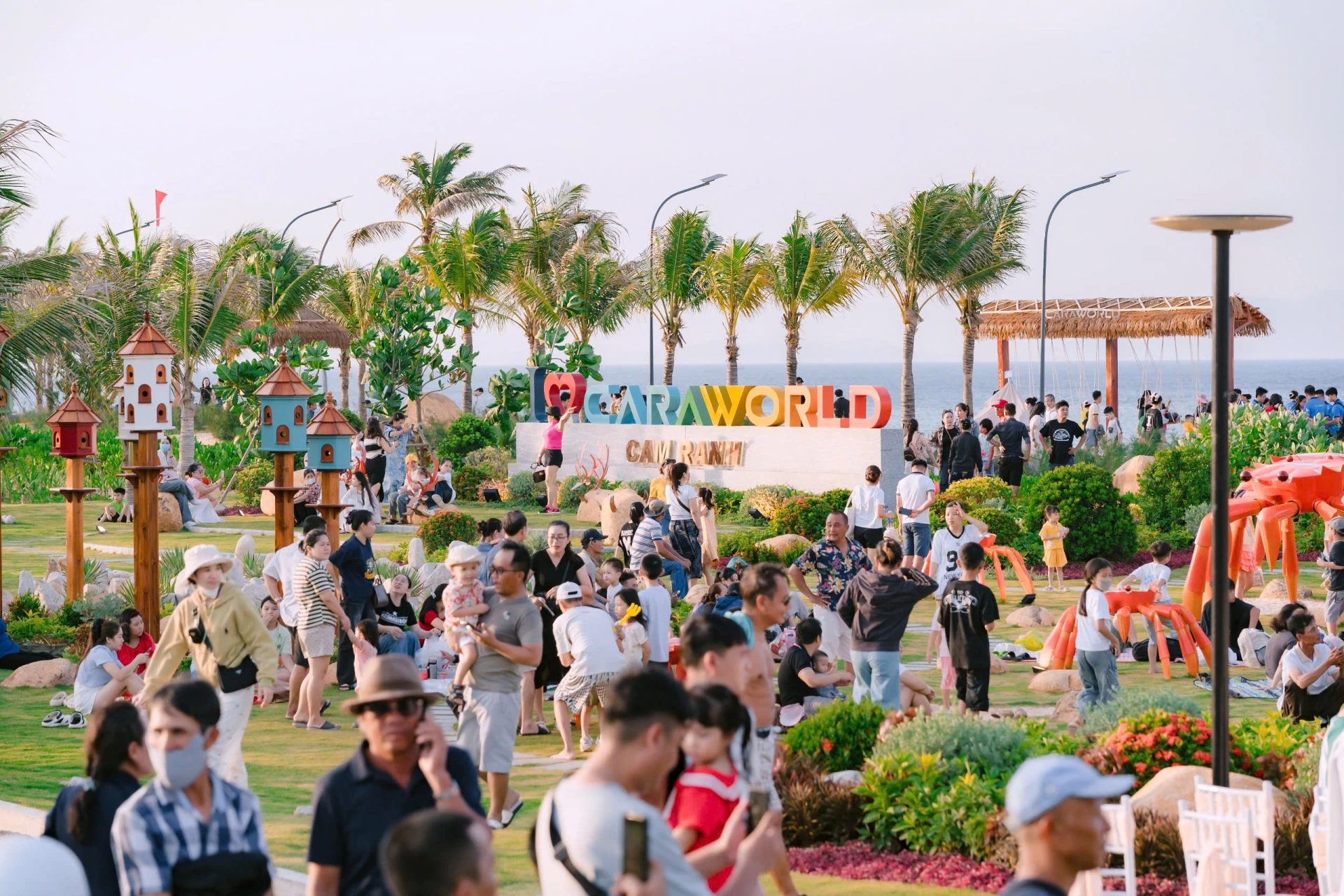 Carabeach Beach Park is bustling on weekends.