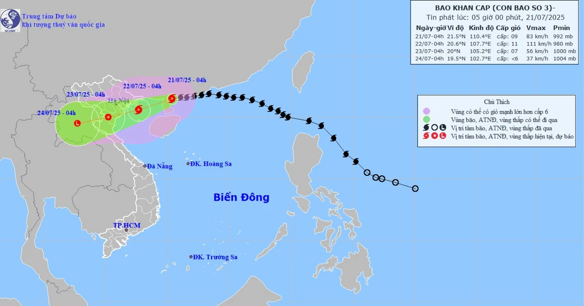 Storm No. 3 (Storm Wipha) is likely to strengthen, 275km from Quang Ninh-Hai Phong