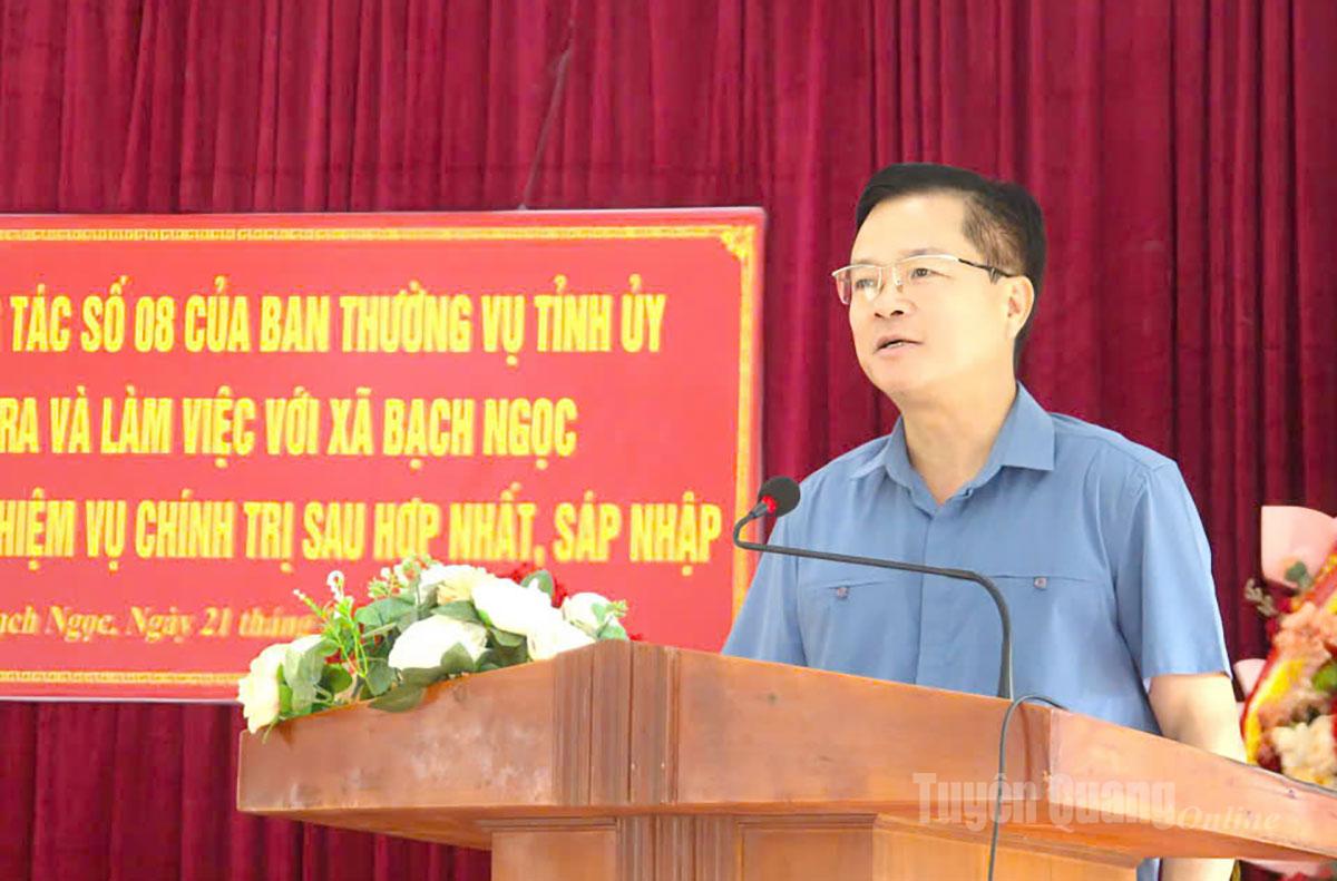 Chủ nhiệm Ủy ban Kiểm tra Tỉnh ủy Trần Quang Minh phát biểu kết luận tại buổi làm việc.