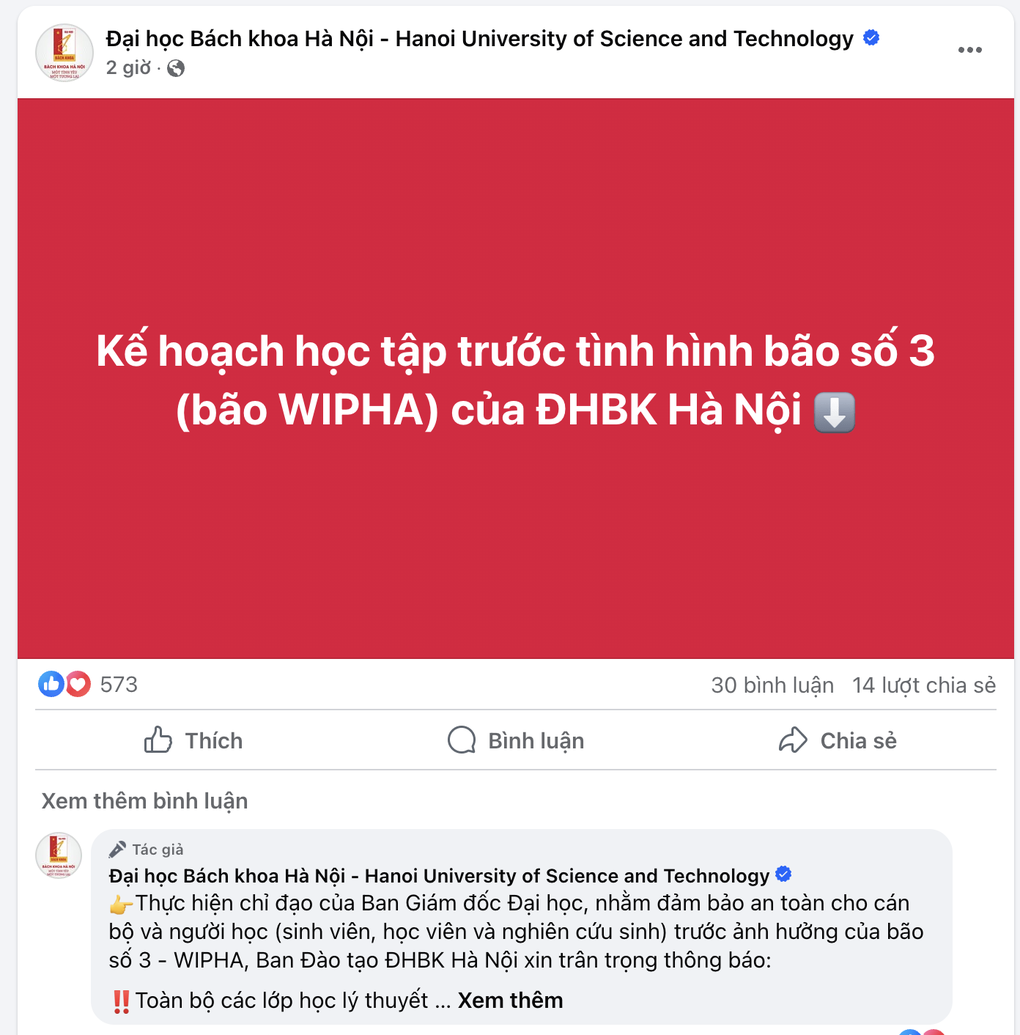 Hà Nội: Nhiều trường cho học sinh, sinh viên nghỉ học gấp vì bão Wipha - 2