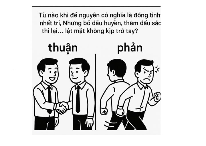 Từ nào để nguyên nhất trí đồng tình, bỏ huyền thêm sắc lật mặt quá nhanh.