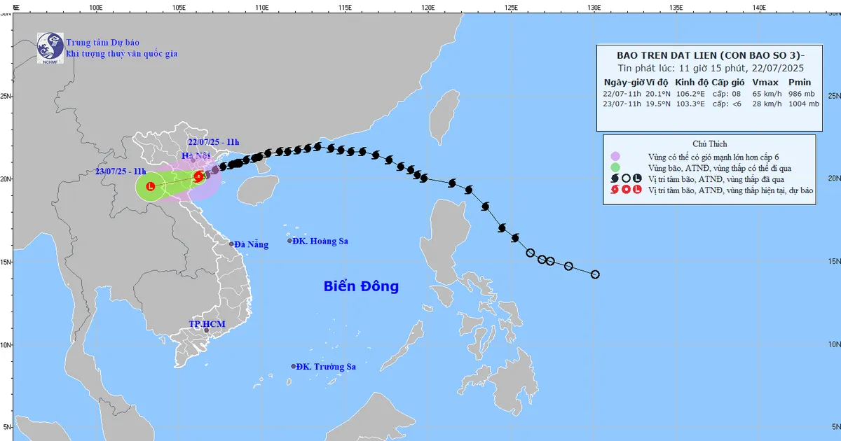 The storm center is in Hung Yen - Ninh Binh, moving to Thanh Hoa.