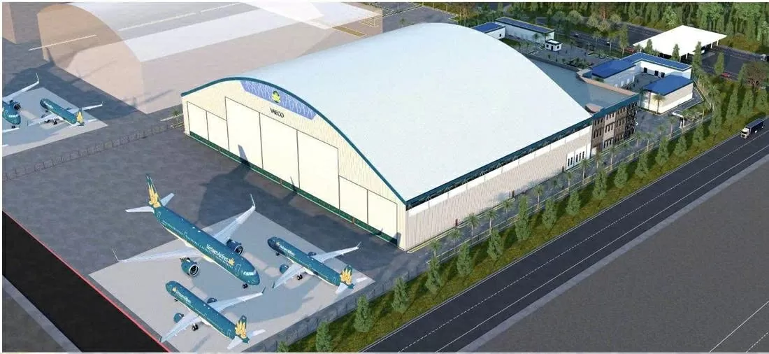 Phối cảnh Nhà bảo dưỡng tàu bay (hangar) số 1 tại Cảng hàng không quốc tế Long Thành – Dự án do Đại Dũng làm tổng thầu EPC.