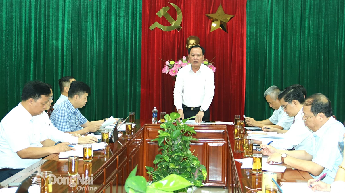 Đồng chí Võ Tấn Đức, Phó bí thư Tỉnh ủy, Chủ tịch UBND tỉnh phát biểu chỉ đạo tại cuộc họp. Ảnh: Vương Thế
