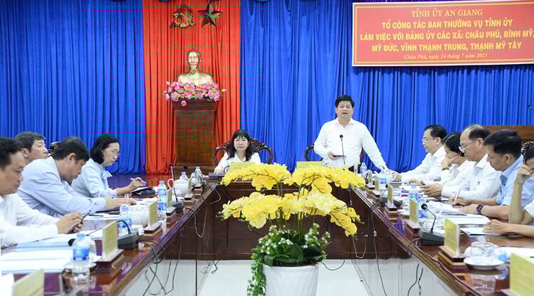 Member of the Provincial Standing Committee, Head of the Propaganda and Mass Mobilization Department of An Giang Provincial Party Committee Tong Phuoc Truong worked with 5 communes